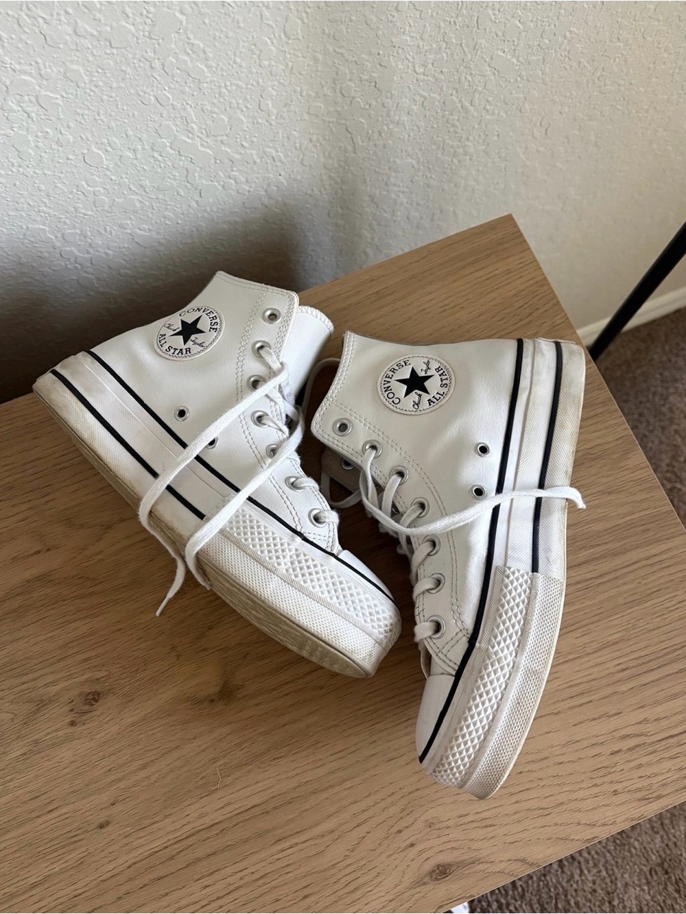 Converse White and Black High Top Sneakers